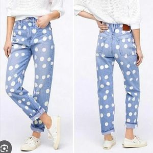 J. Crew Point Sur Slouchy Boyfriend Jeans w/ Bleached-Out Dots